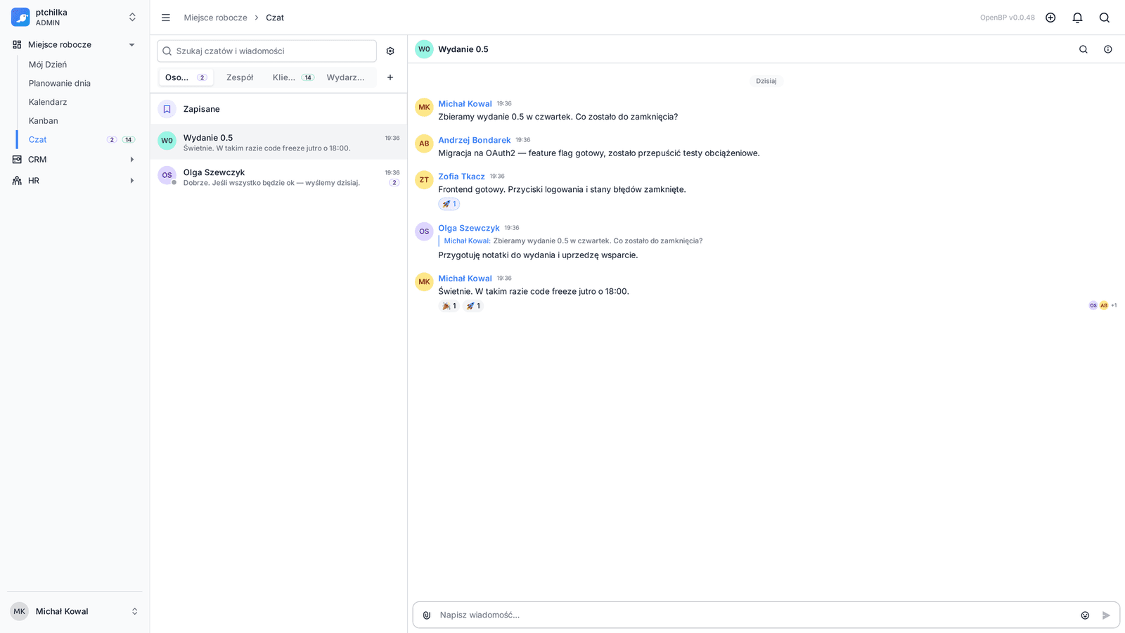 Widok tablicy Kanban w KanbanCRM (3/4)