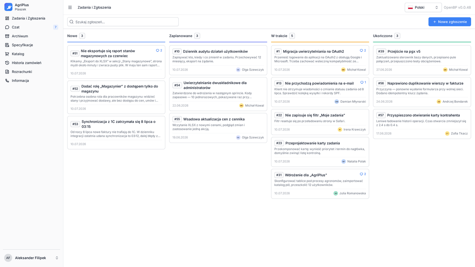 Portal klienta: tablica zgłoszeń klienta (2/6)