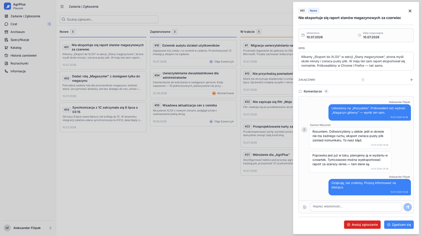 Portal klienta: tablica zgłoszeń klienta (3/6)
