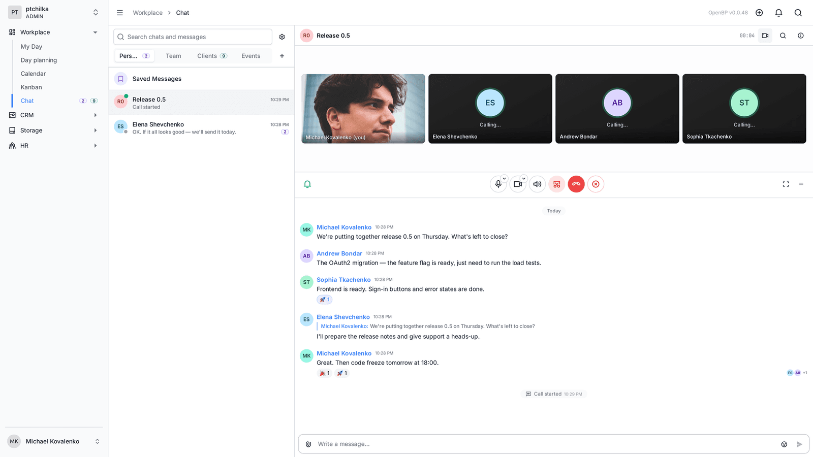 A group video call with participant tiles