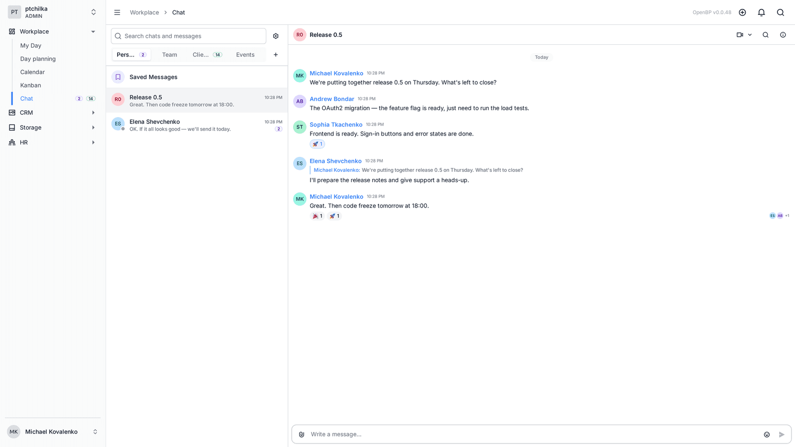 Messenger conversation list