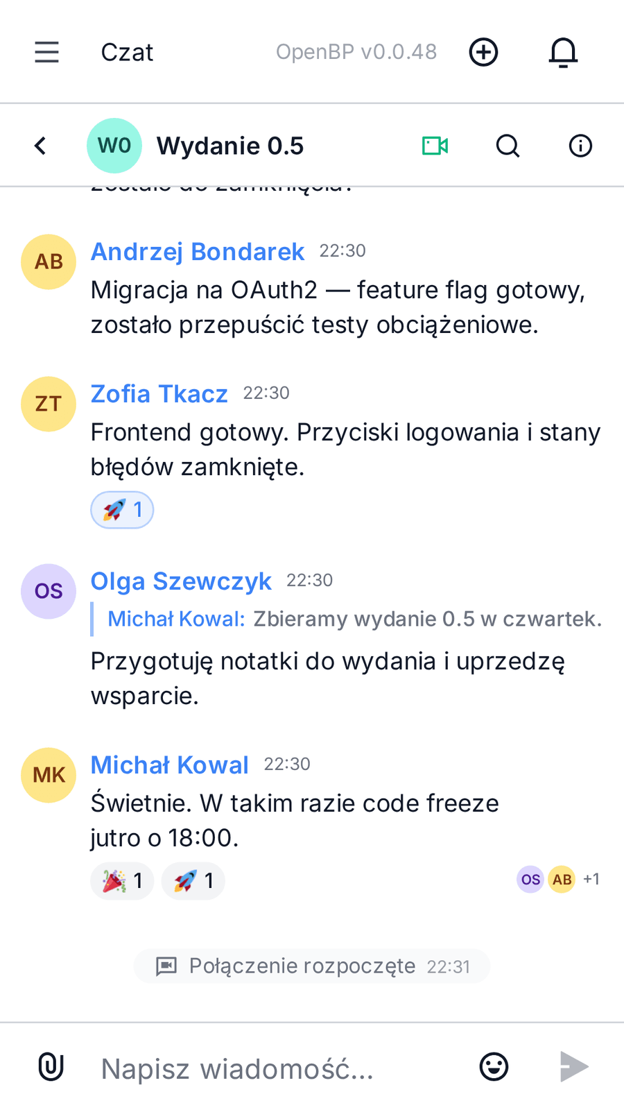 Aplikacja mobilna komunikatora z czatem i połączeniem
