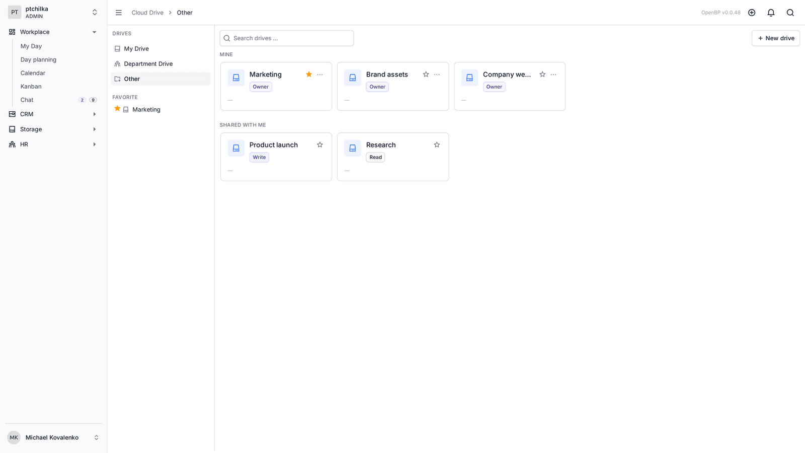 Cloud drive: file and drive list (2/5)
